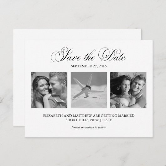 Schwarz-Weiß-Foto Hochzeit speichern Sie das Datum Ankündigungspostkarte (Vorne/Hinten)