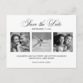 Schwarz-Weiß-Foto Hochzeit speichern Sie das Datum Ankündigungspostkarte (Vorderseite)