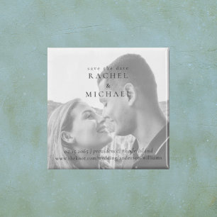 Schwarz-Weiß-Foto-Hochzeit speichern Sie das Datum Magnet