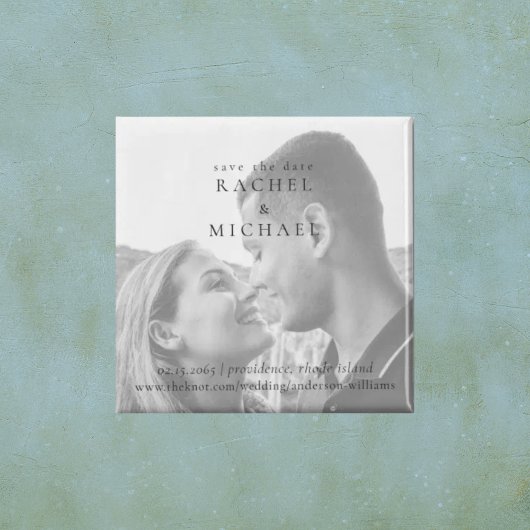 Schwarz-Weiß-Foto-Hochzeit speichern Sie das Datum Magnet