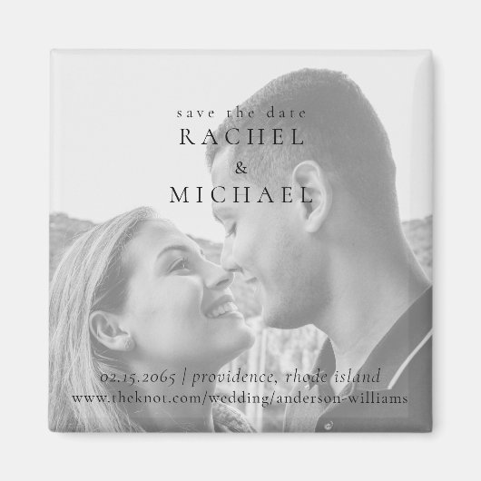 Schwarz-Weiß-Foto-Hochzeit speichern Sie das Datum Magnet (Vorne)