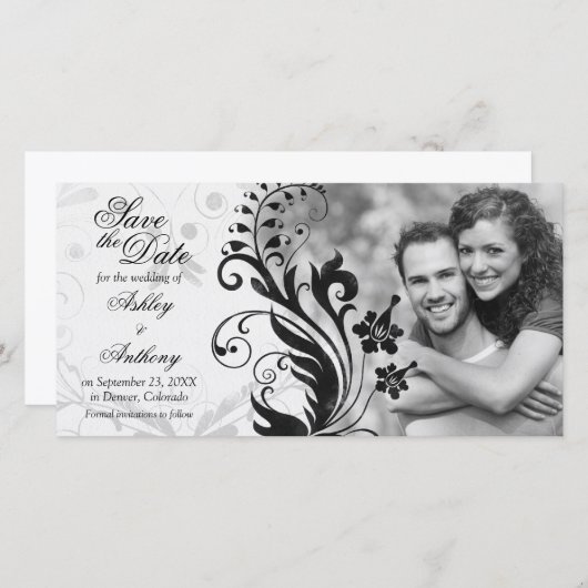 Schwarz-Weiß-Foto Hochzeit speichern Sie das Datum Save The Date (Vorne/Hinten)