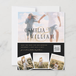 Schwarz Weiß FOTO Hochzeits Einladung QR CODE Term