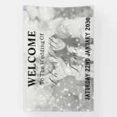 Schwarz-Weiß-Foto-Hochzeitsempfang Banner (Vertikal)