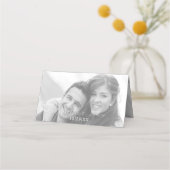 Schwarz-Weiß-Foto Hochzeitsname Platzkarte (Rückseite)