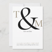 Schwarz-Weiß-Foto-Initialen Moderne Hochzeit Save The Date (Vorderseite)