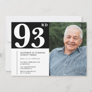 Schwarz-Weiß-Foto Männer 93. Geburtstag Einladung