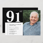 Schwarz-Weiß-Foto Männer - Einladung zum 91. Gebur (Vorne/Hinten)