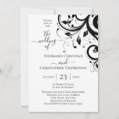 Schwarz-Weiß-Foto mit festem Swirt auf der Rücksei Einladung (Vorderseite)