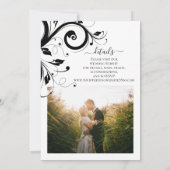 Schwarz-Weiß-Foto mit festem Swirt auf der Rücksei Einladung (Rückseite)