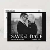 Schwarz-Weiß-Foto Moderne Moderne Save the Date Postkarte (Vorne/Hinten)