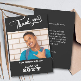 Schwarz-Weiß-Foto Moderner Schulabschluss Dankeskarte