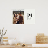 Schwarz-Weiß-Foto-Monogrammfamilie Poster (Küche)
