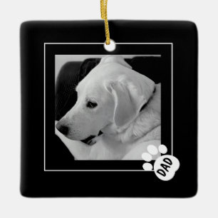 Schwarz-Weiß-Foto Niedlicher Hunde-Vater-Paw Keramikornament