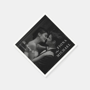 Schwarz-Weiß-Foto-Overlay Minimalistische Hochzeit Serviette