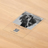 Schwarz-Weiß-Foto-QR-Code Moderne Hochzeit Acryleinladungen (Ablage )