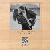 Schwarz-Weiß-Foto-QR-Code Moderne Hochzeit Acryleinladungen (Vorderseite)