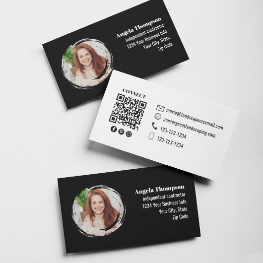 Schwarz-Weiß-Foto-QR-Code Verbinde dich mit mir Visitenkarte