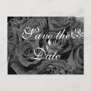 Schwarz-Weiß-Foto-Rosen Save-the-Date-Postkarte Ankündigungspostkarte
