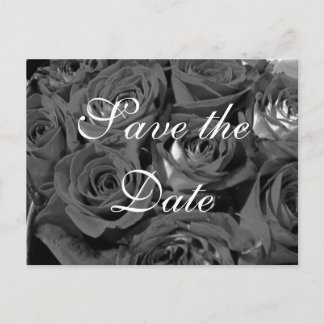 Schwarz-Weiß-Foto-Rosen Save-the-Date-Postkarte Ankündigungspostkarte