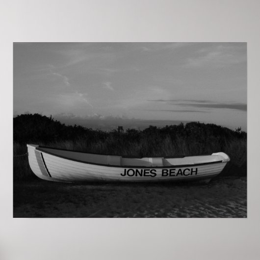 Schwarz-Weiß-Foto, Row Boat am Jones Beach Poster (Vorne)
