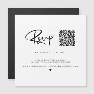 Schwarz-Weiß-Foto-RSVP-Karte mit QR-Code Magnetkarte