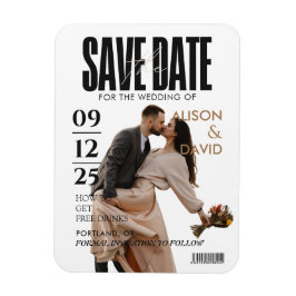 Schwarz-Weiß-Foto Save the Date Hochzeit Magnet