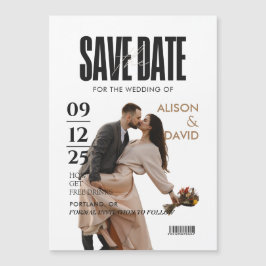 Schwarz-Weiß-Foto Save the Date Hochzeit Magneteinladung
