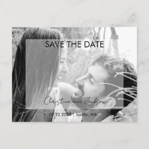 Schwarz-Weiß-Foto Save-the-Date Hochzeit Postkarte