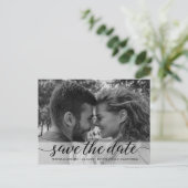 Schwarz-Weiß-Foto Save the Date Postkarte (Stehend Vorderseite)