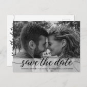Schwarz-Weiß-Foto Save the Date Postkarte (Vorne/Hinten)