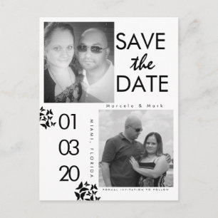 Schwarz-Weiß-Foto Save The Dates Schmetterling Postkarte