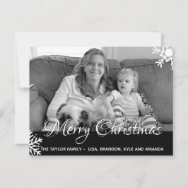 Schwarz-Weiß-Foto Schneeflocken Weihnachten Postkarte