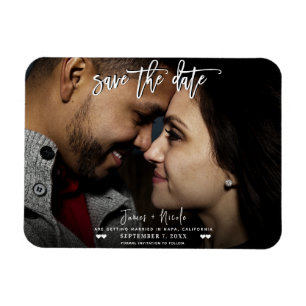 Schwarz-Weiß-Foto-Script Save-the-Date-Hochzeit  Magnet
