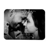 Schwarz-Weiß-Foto-Skript Save the Date Hochzeit Magnet (Horizontal)
