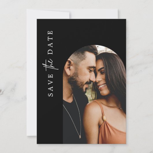 Schwarz-Weiß-Foto Speichern Sie die Daten Einladun Einladung (Rückseite)