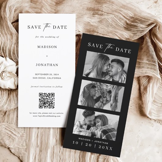 Schwarz-Weiß-Foto-Stand Strip-Lesezeichen Hochzeit Save The Date