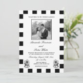 Schwarz-Weiß-Foto-Tafel Hochzeit Einladung (Stehend Vorderseite)