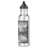 Schwarz-Weiß-Foto von Blätter der Weintraube Anfän Edelstahlflasche (Rechts)