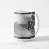 Schwarz-Weiß-Foto von Blätter der Weintraube Anfän Kaffeetasse (VorderseiteRechts)