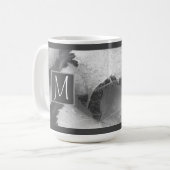 Schwarz-Weiß-Foto von Blätter der Weintraube Anfän Kaffeetasse (Vorderseite Links)