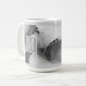 Schwarz-Weiß-Foto von Blätter der Weintraube Anfän Kaffeetasse (Vorderseite Links)