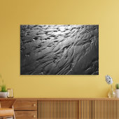 Schwarz-Weiß-Foto von Strandsandmustern Leinwanddruck (Insitu (Wohnzimmer))