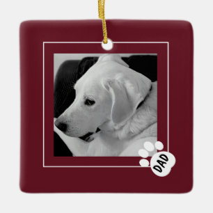 Schwarz-Weiß-Foto von süßem Hund Papa Pfote Burgun Keramikornament