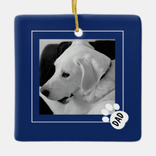 Schwarz-Weiß-Foto von süßem Hund Papa Pfote Navy  Keramikornament