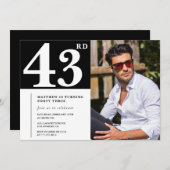 Schwarz-Weiß-Foto zum 43. Geburtstag Einladungen (Vorne/Hinten)