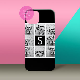 Schwarz-Weiß-Fotocollage Individuelles Monogramm iPhone 16 Hülle