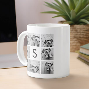 Schwarz-Weiß-Fotocollage Individuelles Monogramm Jumbo-Tasse