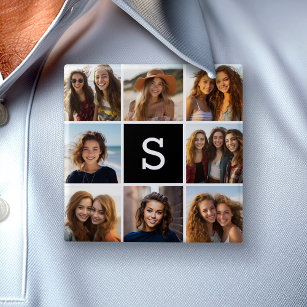 Schwarz-Weiß-FotoCollage - kundenspezifisches Mono Button