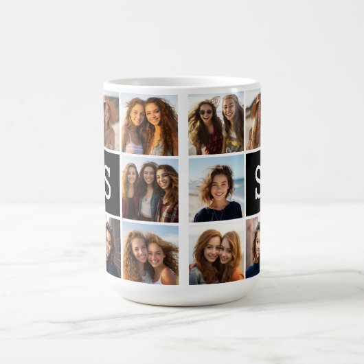 Schwarz-Weiß-FotoCollage - kundenspezifisches Mono Kaffeetasse (Mittel)